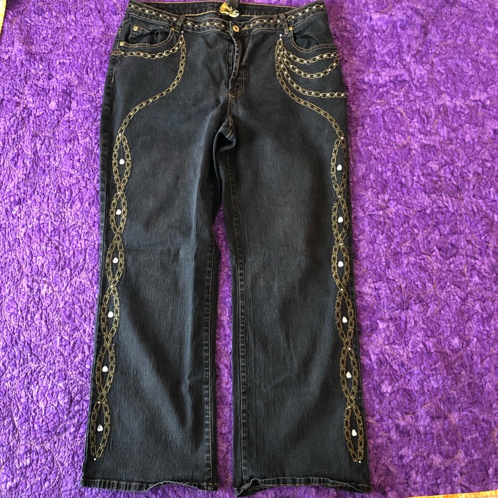 Diane Gilman Woman’s plus size embroidered jeans